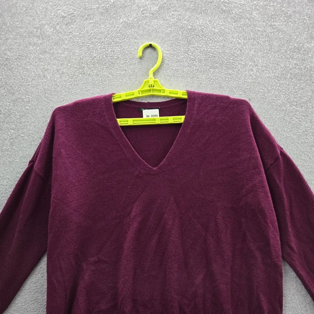 Eileen Fisher Women Sweater S Purple Long Sleeve Merino Wool Boxy Oversized